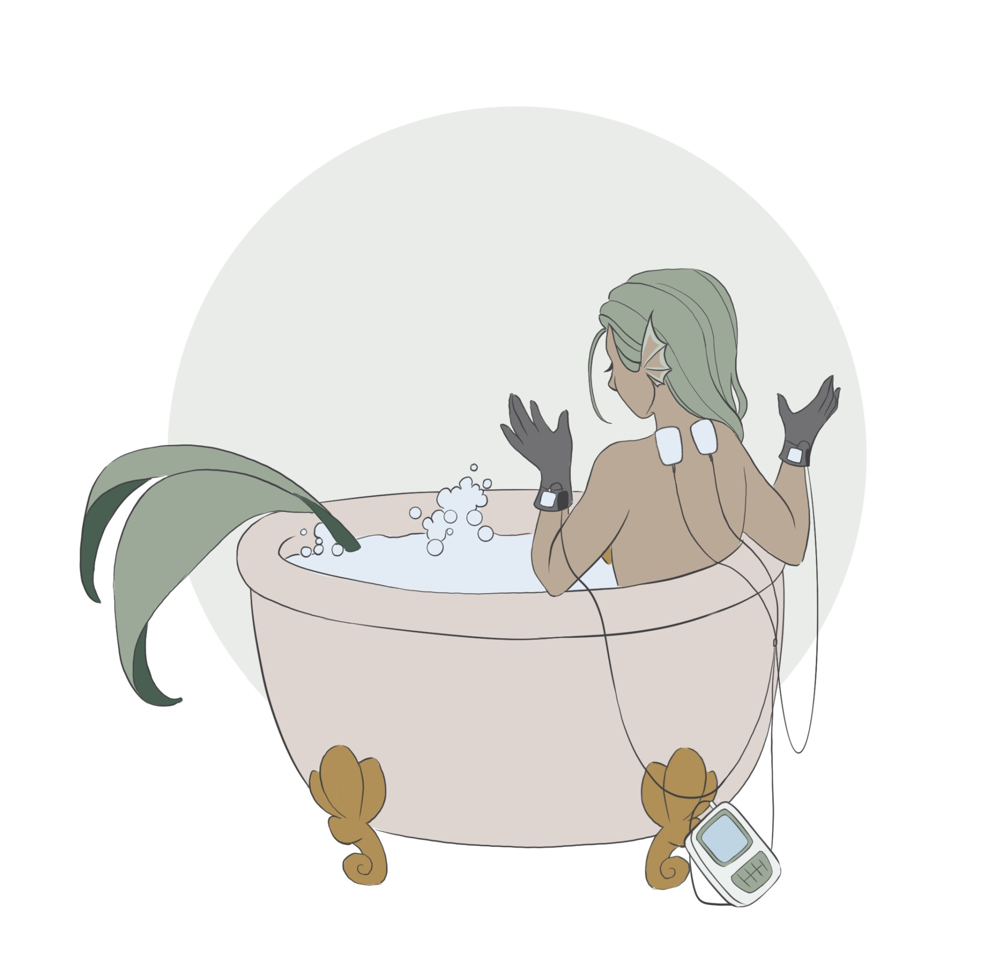 TriWave Mermaid bathtub back