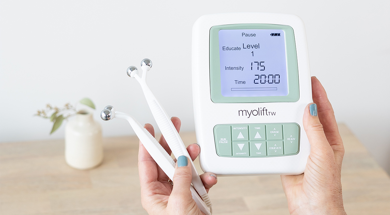 MyoLift TriWave with probes for microcurrent therapy.
